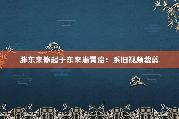 胖东来修起于东来患胃癌：系旧视频裁剪