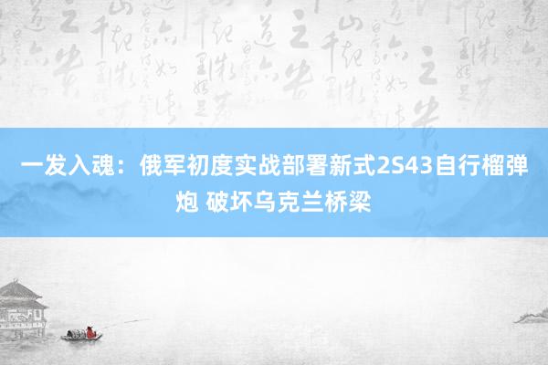 一发入魂：俄军初度实战部署新式2S43自行榴弹炮 破坏乌克兰桥梁