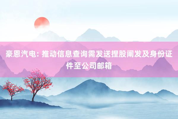 豪恩汽电: 推动信息查询需发送捏股阐发及身份证件至公司邮箱