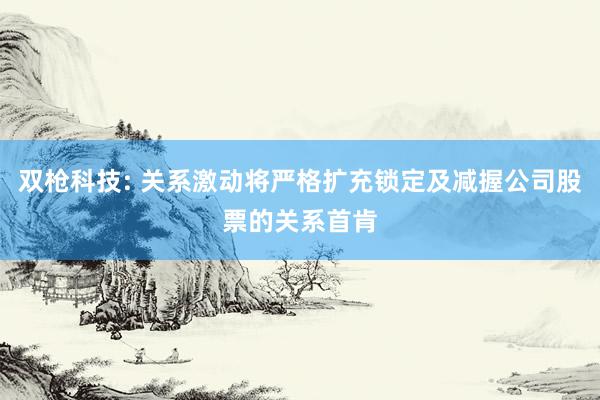 双枪科技: 关系激动将严格扩充锁定及减握公司股票的关系首肯