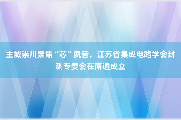 主城崇川聚焦“芯”夙昔，江苏省集成电路学会封测专委会在南通成立