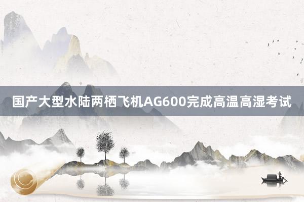 国产大型水陆两栖飞机AG600完成高温高湿考试