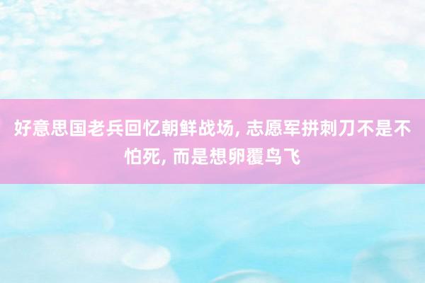 好意思国老兵回忆朝鲜战场, 志愿军拼刺刀不是不怕死, 而是想卵覆鸟飞