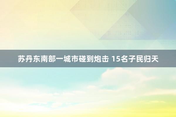 苏丹东南部一城市碰到炮击 15名子民归天